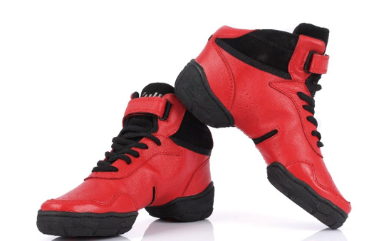 Baskets montantes cuir coloris rouge