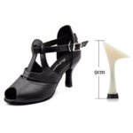 Chaussures de danse en cuir pour femme -  coloris: noir - Talons personnalisables plusieurs hauteurs disponibles: de 6 à 9 cm - Dance Store