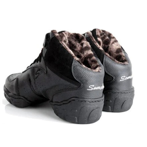 Baskets Danse Montante en Cuir avec Fourrure